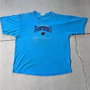 90s Vintage Caroline Panthers Baby Blue Embroidered T Shirt Size XXL